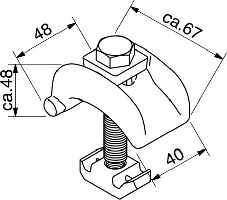 Mounting element for support/profile rail C-profile 16A4-1-DA