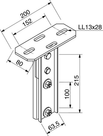 Head plate for profile rail I-profile 16A4-B