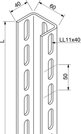 Support/Profile rail 300 mm 60 mm 40 mm 16A7-300