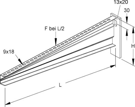 Bracket for cable support system 730 mm 195 mm 16B2-700