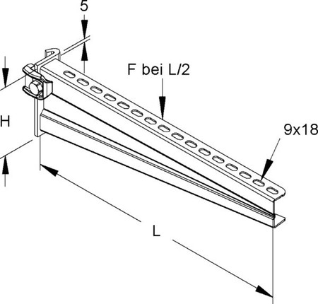 Bracket for cable support system 630 mm 150 mm 16B8-600-W