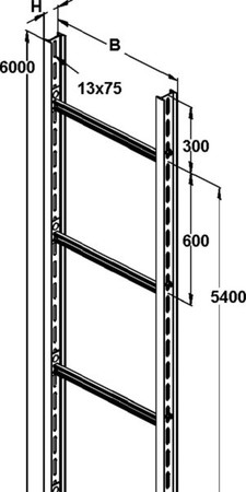 Vertical cable ladder 80 mm 480 mm 6000 mm 16L3-400-C