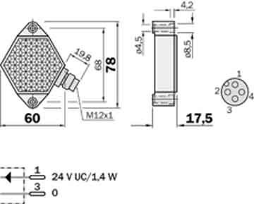 Reflector for light curtain Hexagonal 48 mm 48 mm 1011545