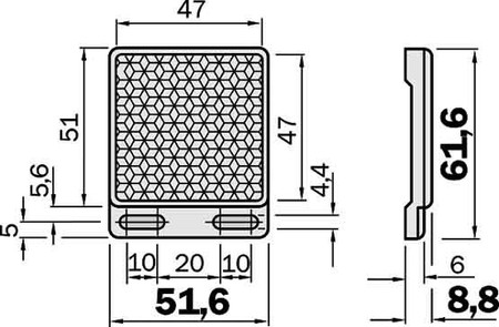 Reflector for light curtain Square 47 mm 47 mm 5321097