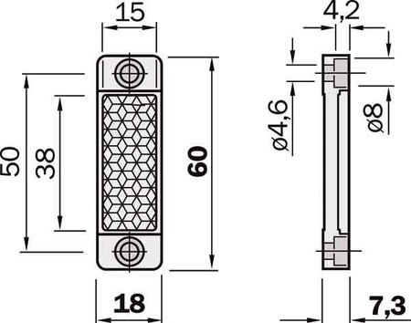 Reflector for light curtain Rectangular 40 mm 20 mm 1012719