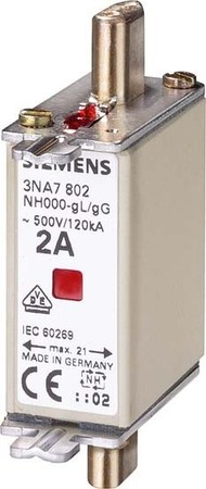 Low Voltage HRC fuse NH000 63 A 500 V 3NA7822