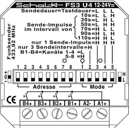 Transmitter/Remote control for domestic switching devices  fs3u4