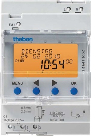 Digital time switch for distribution board DIN rail 1 6410100