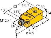 Inductive proximity switch 30 mm 14 mm 52 mm 1407000