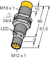 Inductive proximity switch 18 mm 61.5 mm 18 mm 1581458