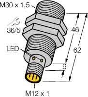 Inductive proximity switch 30 mm 62 mm 30 mm 1582253