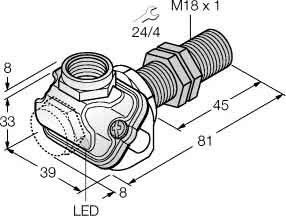 Inductive proximity switch 39 mm 41 mm 89 mm 1634762