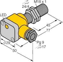 Inductive proximity switch 29 mm 77 mm 29 mm 46420