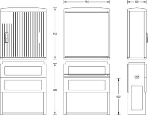 Empty cabinet 850 mm 785 mm 320 mm 6010-0100.52