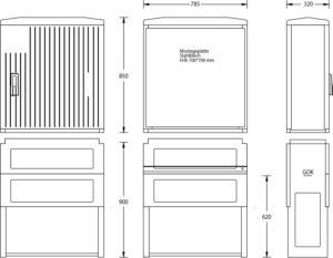 Empty cabinet 850 mm 785 mm 320 mm 6010-0101.52