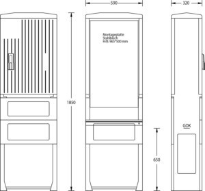 Empty cabinet 1850 mm 590 mm 320 mm 6010-0101.44
