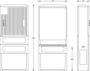 Empty cabinet 850 mm 1850 mm 320 mm 6010-0100.54