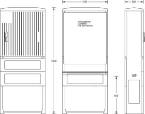 Empty cabinet 850 mm 1850 mm 320 mm 6010-0101.54