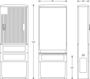 Empty cabinet 2100 mm 785 mm 320 mm 6010-0100.55