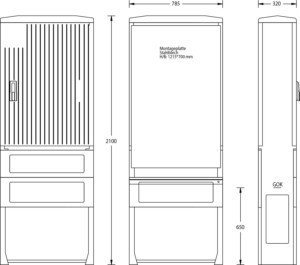 Empty cabinet 2100 mm 785 mm 320 mm 6010-0101.55