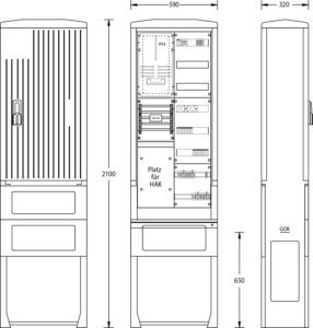 Meter cabinet equipped 1-story 1 2114-0542.22