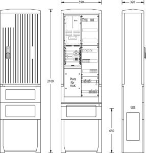Meter cabinet equipped 1-story 1 2114-1042.22