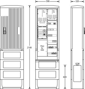 Meter cabinet equipped 1-story 1 2114-0742.22