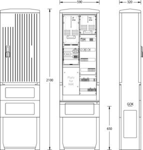 Meter cabinet equipped 1-story 1 2114-1542.22