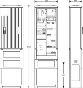 Meter cabinet equipped 1-story 1 2114-0242.22