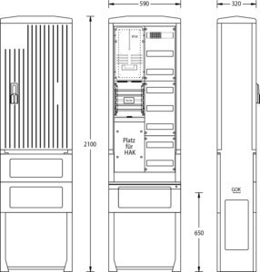 Meter cabinet equipped  2130-0513.45-1MP