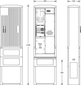 Meter cabinet equipped  2130-0312.45-1MP