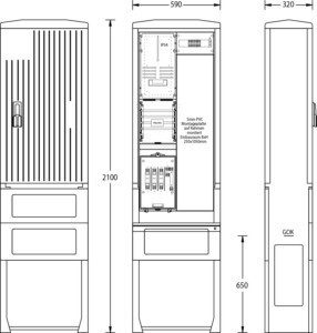 Meter cabinet equipped  2130-1116.45-1MP