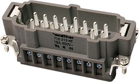 Contact insert for industrial connectors Pin Rectangular 730210