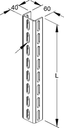 Support/Profile rail 4500 mm 60 mm 40 mm U 6040/4500 ER